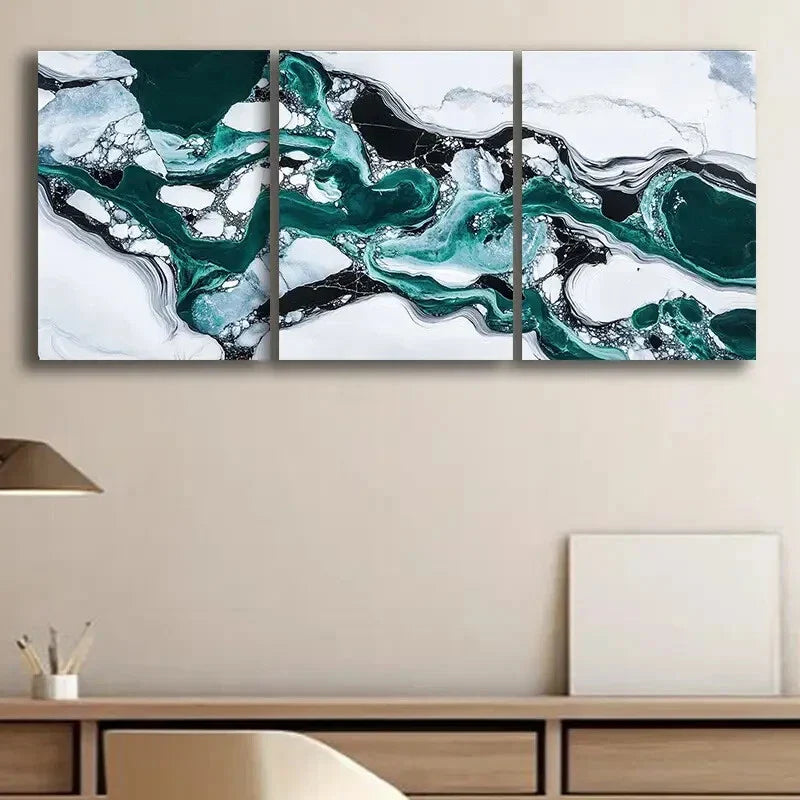 3pcs Antarctic Ice Shelf Nature Green Perfect Wall Art Set Canvas Framed 40x60cm - High Quality Print 100% Australian Made Wall Canvas Ready to Hang