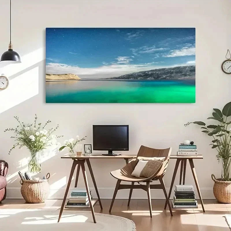 Serene Lake & Starry Sky Wall Art Canvas Office Home Room Framed 120x60cm