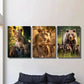 3pcs Leopard Lioness & Cubs Grizzly Bear Family Wall Art Set Canvas Framed 40x60cm - High Quality Print 100% Australian Made Wall Canvas Ready to Hang