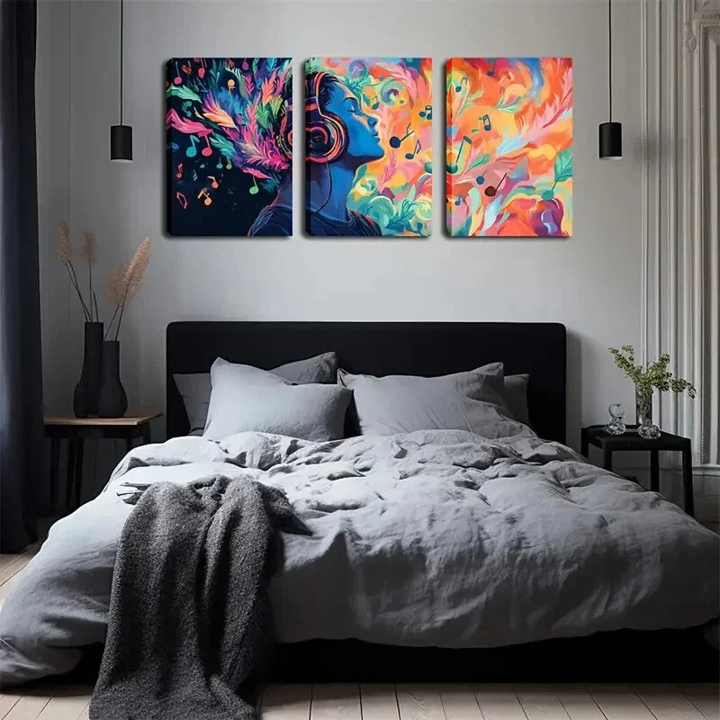 3pcs Warm Orange-Pink Notes Wall Art Set Canvas Framed 40x60cm - High Quality Print 100% Australian Made Wall Canvas Ready to Hang