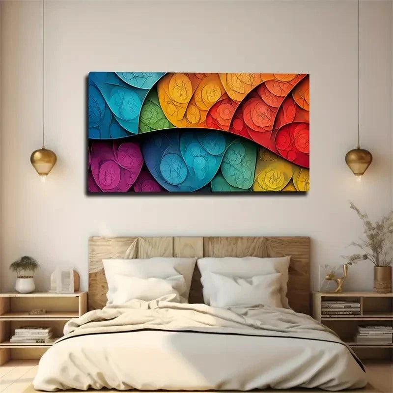 Colorful Abstract Leaves Wall Art Canvas Office Home Room Framed 120x60cm
