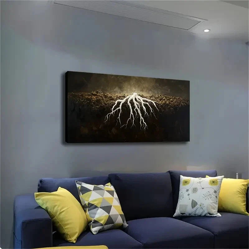 White Tree Roots Deeply Wall Art Canvas Office Home Room Framed 120x60cm