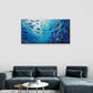Vibrant Blue Sea Yellow Croaker Wall Art Canvas Office Home Room Framed 80x45cm
