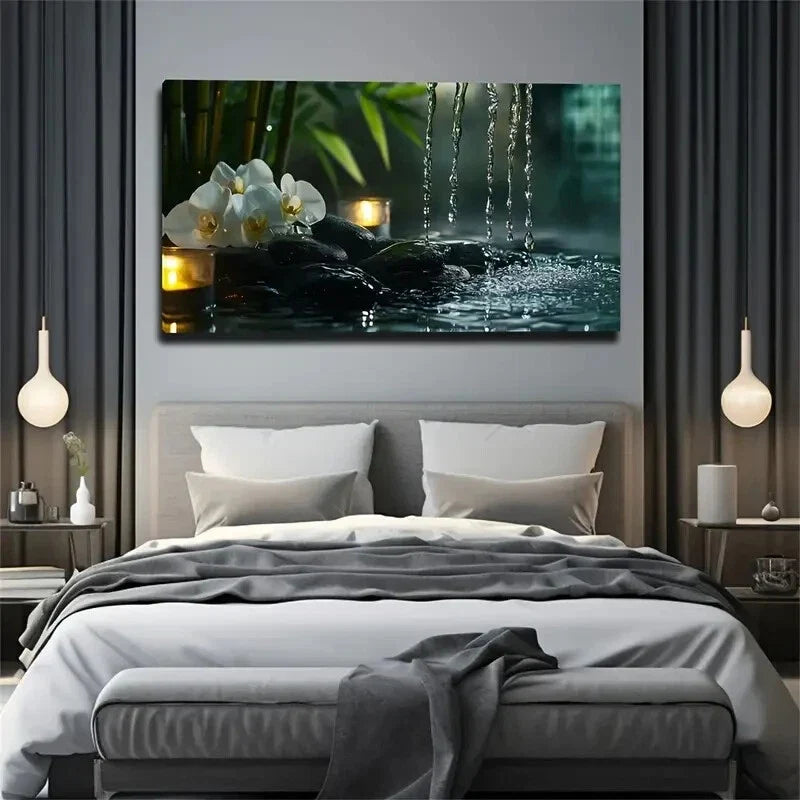 Bohemian Modern Décor Bamboo Wall Art Canvas Office Home Room Framed 120x60cm