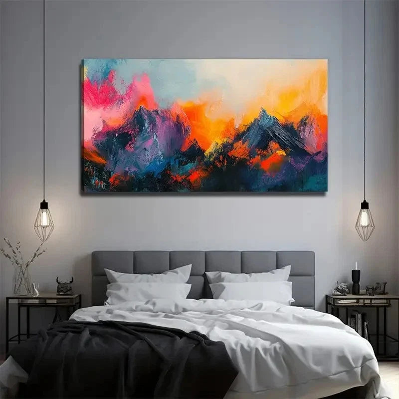 Abstract Mountain Perfect Wall Art Canvas Office Home Room Framed 80x45cm