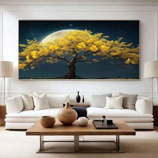 The Rich Tree In The Moonlight Wall Art Canvas Office Home Room Framed 120x60cm