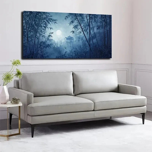 Modern Bohemian Moonlit Bamboo Wall Art canvas office home room framed 120x60cm