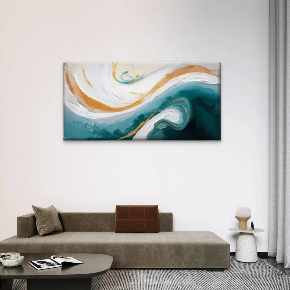 Abstract Painting Abstract Wall Art Canvas Office Home Room Framed 80x45cm