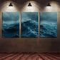 3pcs Ocean Wave Seascape Modern Blue Metal Print Ready to Hang Art