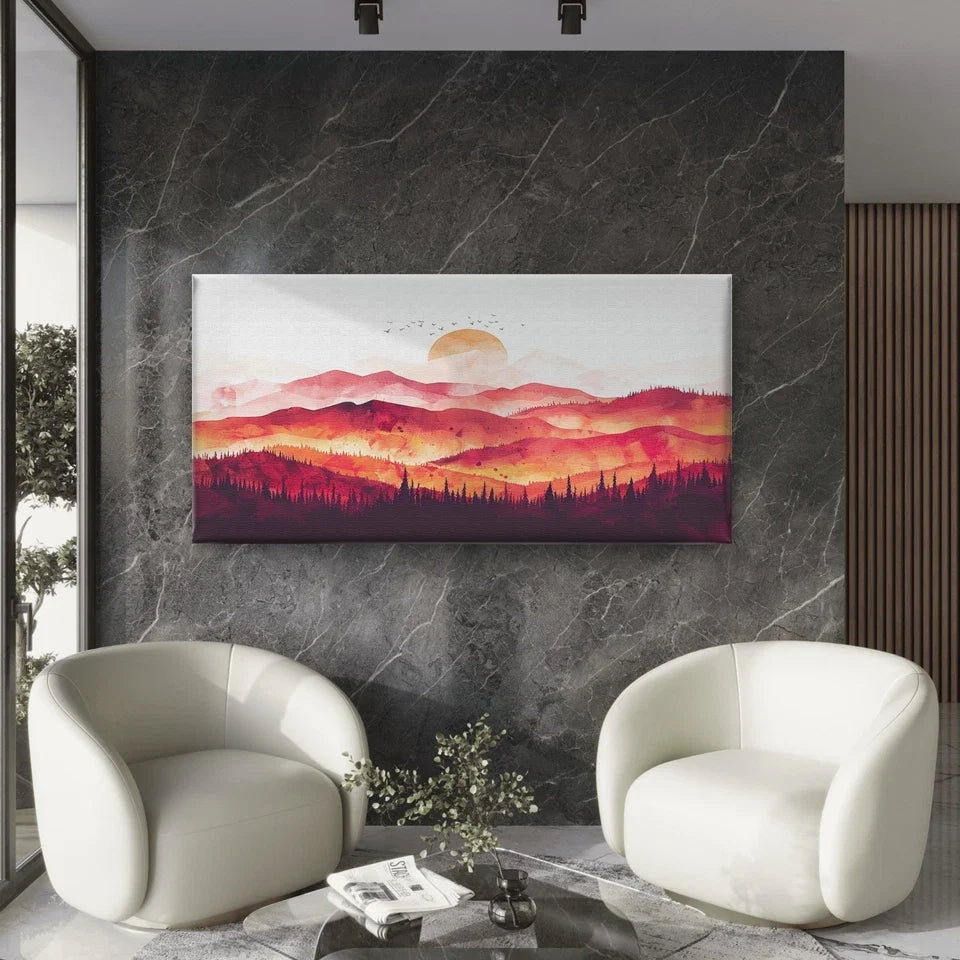 Abstract Art Watercolor Paintin Wall Art Canvas Office Home Room Framed 80x45cm