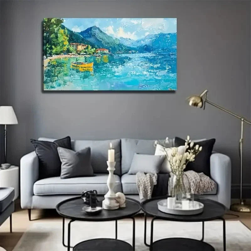Scenic Lake View Wall Art Canvas Office Home Room Framed 120x60cm