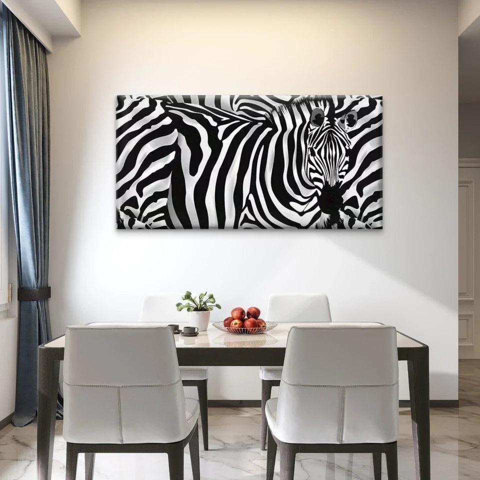 Abstract Zebra Stripes Wall Art Canvas Office Home Room Framed 120x60cm