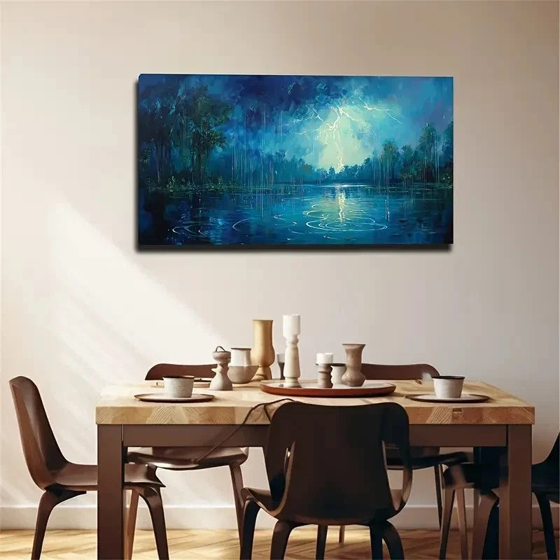 Night Quiet Lake Water Wall Art Canvas Office Home Room Framed 120x60cm