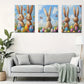 3pcs Brown Cutest Bunnies Blue Sky White Clouds Metal Print Ready to Hang Art