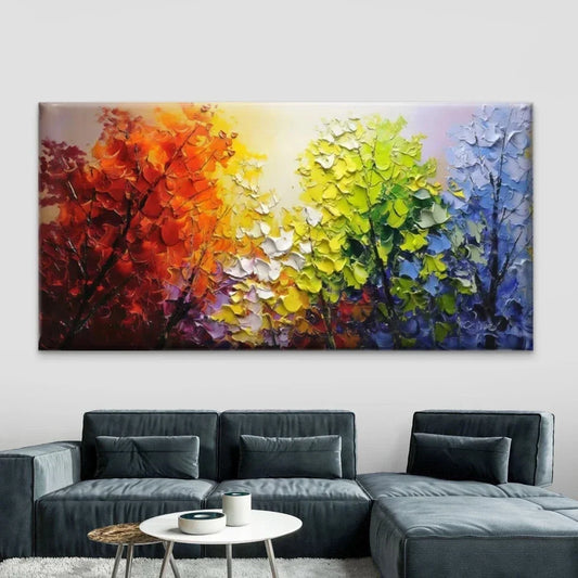 Abstract Tree Landscape Wall Art Canvas Office Home Room Framed 80x45cm
