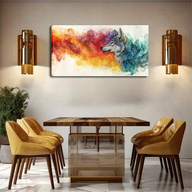 Red Blue Splash Smoke Effect Wall Art Canvas Office Home Room Framed 120x60cm
