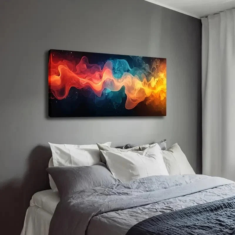 Flowing Color Spectrum Design Wall Art Canvas Office Home Room Framed 120x60cm