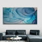 Blue Swirling Ocean Waves Wall Art Canvas Office Home Room Framed 120x60cm