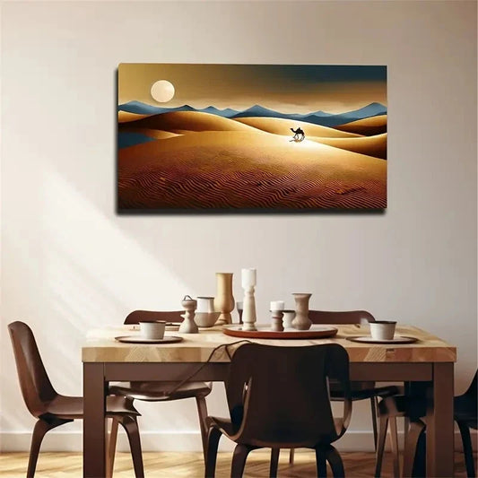 Desert Sunset Camel Wall Art Canvas Office Home Room Framed 120x60cm