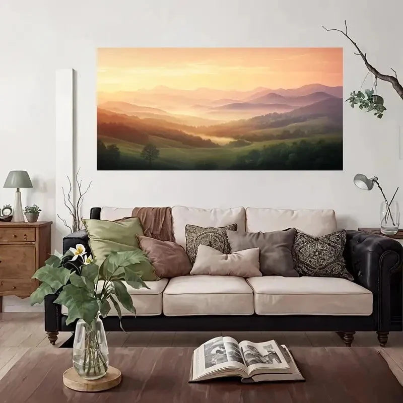 Modern Vintage Mountain Wall Art Canvas Office Home Room Framed 120x60cm