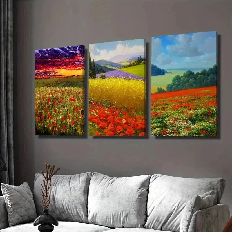 3pcs Beautiful Scenery Painting Vibrant Wall Art Set Canvas Framed 40x60cm - High Quality Print 100% Australian Made Wall Canvas Ready to Hang