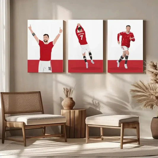 3pcs Argentinian Legend Soccer Painting Metal Print Ready to Hang Art