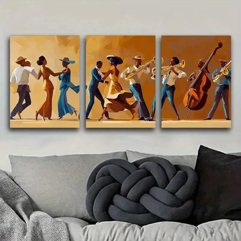 3pcs Fashionable African American Metal Print Ready to Hang Art