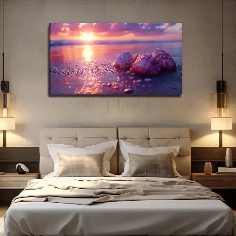 Conch Sunrise Suitable Wall Art Canvas Office Home Room Framed 120x60cm