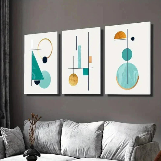 3pcs Abstract Geometric Aesthetics Wall Art Set Canvas Framed 40x60cm - High Quality Print 100% Australian Made Wall Canvas Ready to Hang