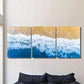 3pcs Coastal Ocean Wave Triptych Vibrant Blue Metal Print Ready to Hang Art