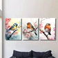 3pcs Titmouse on a Flowering Branch Wall Art Set Canvas Framed 40x60cm - High Quality Print 100% Australian Made Wall Canvas Ready to Hang
