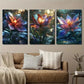 3pcs Vibrant Luminous Glowing Petals Flower Wall Art Set Canvas Framed 40x60cm - High Quality Print 100% Australian Made Wall Canvas Ready to Hang