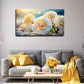 Serene White Flowers Wall Art Canvas Office Home Room Framed 120x60cm
