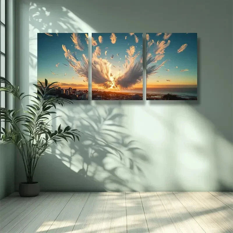 3pcs Sunset in Cape Town Metal Print Ready to Hang Art