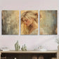 3pcs Elegant Blonde Portrait Abstract Metal Print Ready to Hang Art