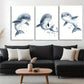 3pcs Playful Dolphin Energetic Sea Perfect Wall Art Set Canvas Framed 40x60cm - High Quality Print 100% Australian Made Wall Canvas Ready to Hang