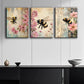 3pcs Bumblebee Flower Natural Metal Print Ready to Hang Art