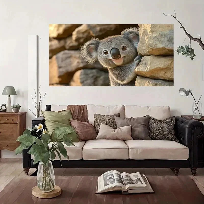 Koala Cute Modern Playful Wall Art Canvas Office Home Room Framed 120x60cm