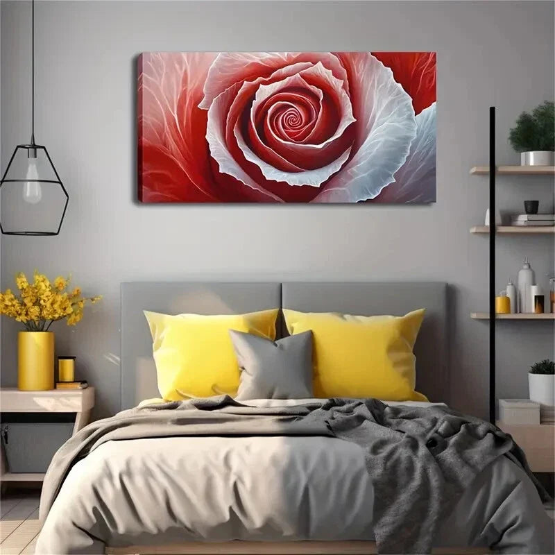 Dark Red to White Transition Wall Art Canvas Office Home Room Framed 120x60cm