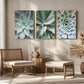 3pcs Vibrant Green & Blue Aloe Vera & Echeveria Metal Print Ready to Hang Art