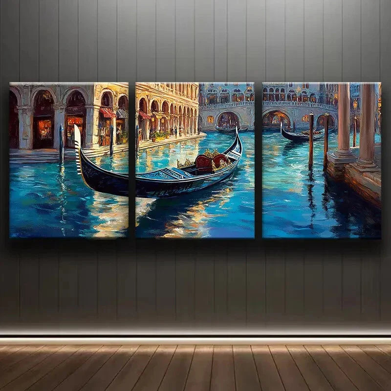 3pcs Home The Venetian Resort Blue Ocean Perfect Wall Art Set Canvas Framed 40x60cm - High Quality Print 100% Australian Made Wall Canvas Ready to Hang