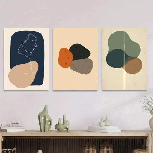 3pcs Abstract Modern Minimalist Wall Art Set Canvas Framed 40x60cm - High Quality Print 100% Australian Made Wall Canvas Ready to Hang
