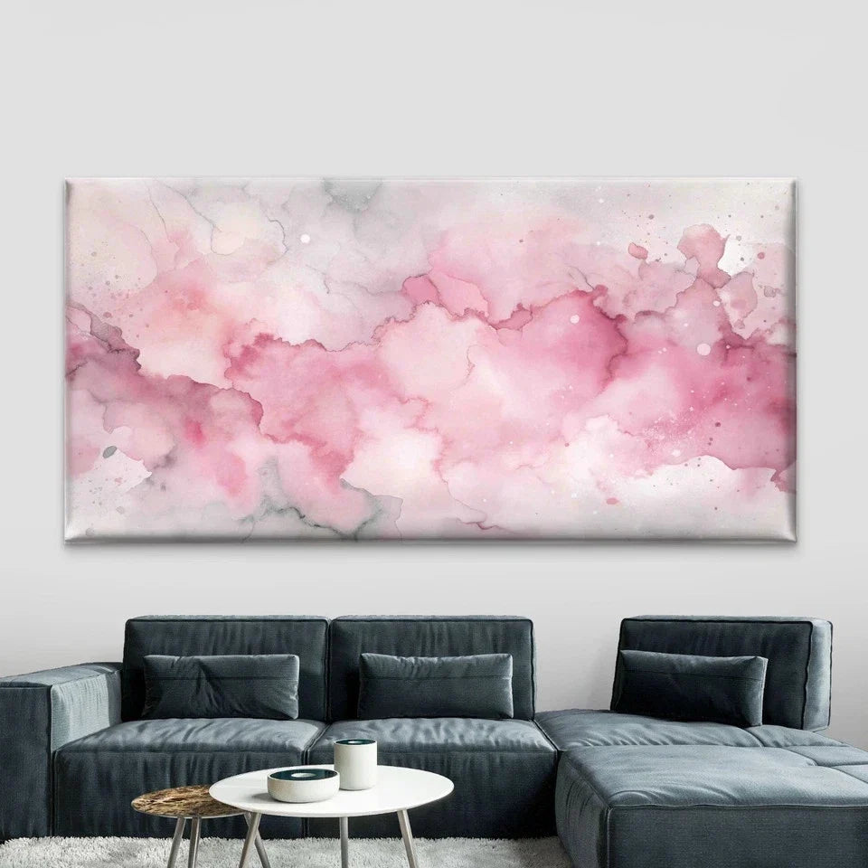 Beautiful Pink Watercolor Wall Art Canvas Office Home Room Framed 120x60cm