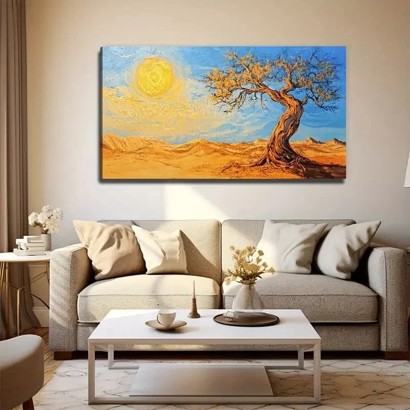 Desert Sun Aesthetic Decor Wall Art Canvas Office Home Room Framed 120x60cm