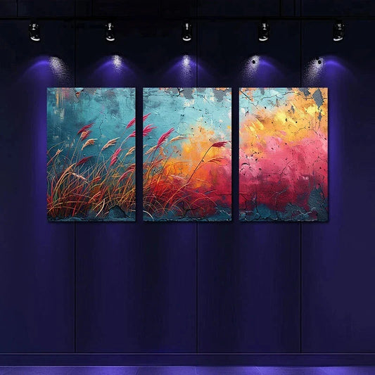 3pcs Abstract Flower Colourful Paintings Metal Print Ready to Hang Art