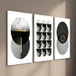 3pcs Black White Gray And Golden Shapes Wall Art Set Canvas Framed 40x60cm - High Quality Print 100% Australian Made Wall Canvas Ready to Hang