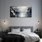 Serene White Blossoming Tree Wall Art Canvas Office Home Room Framed 120x60cm