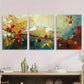 3pcs Abstract Bird and Apple Blossom Metal Print Ready to Hang Art