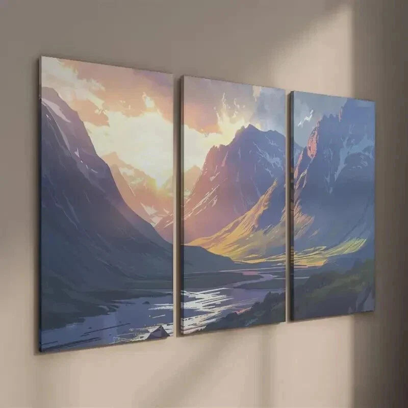 3pcs Vibrant Mountain & River Landscape Wall Art Set Canvas Framed 40x60cm - High Quality Print 100% Australian Made Wall Canvas Ready to Hang