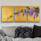 3pcs s Golden foil floral wisteria Metal Print Ready to Hang Art
